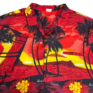 Royal Creations Hawaii Mens XXL Tropical Sunset Palm Hawaiian Shirt Vintage 80s